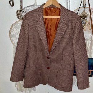 Vintage SEARS Brown Tweed Blazer Jacket Coat Size 12 Beautiful Condition